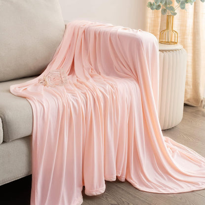 LLanCL Cooling Blanket Queen Size, Summer Blanket with Extreme Thin Design, Japanese Cooling Fiber Absorbs Body Heat, Lightweight Soft Cold Sheet for Sleeping Cool Bed(Queen Size 96" x 90" Pink)