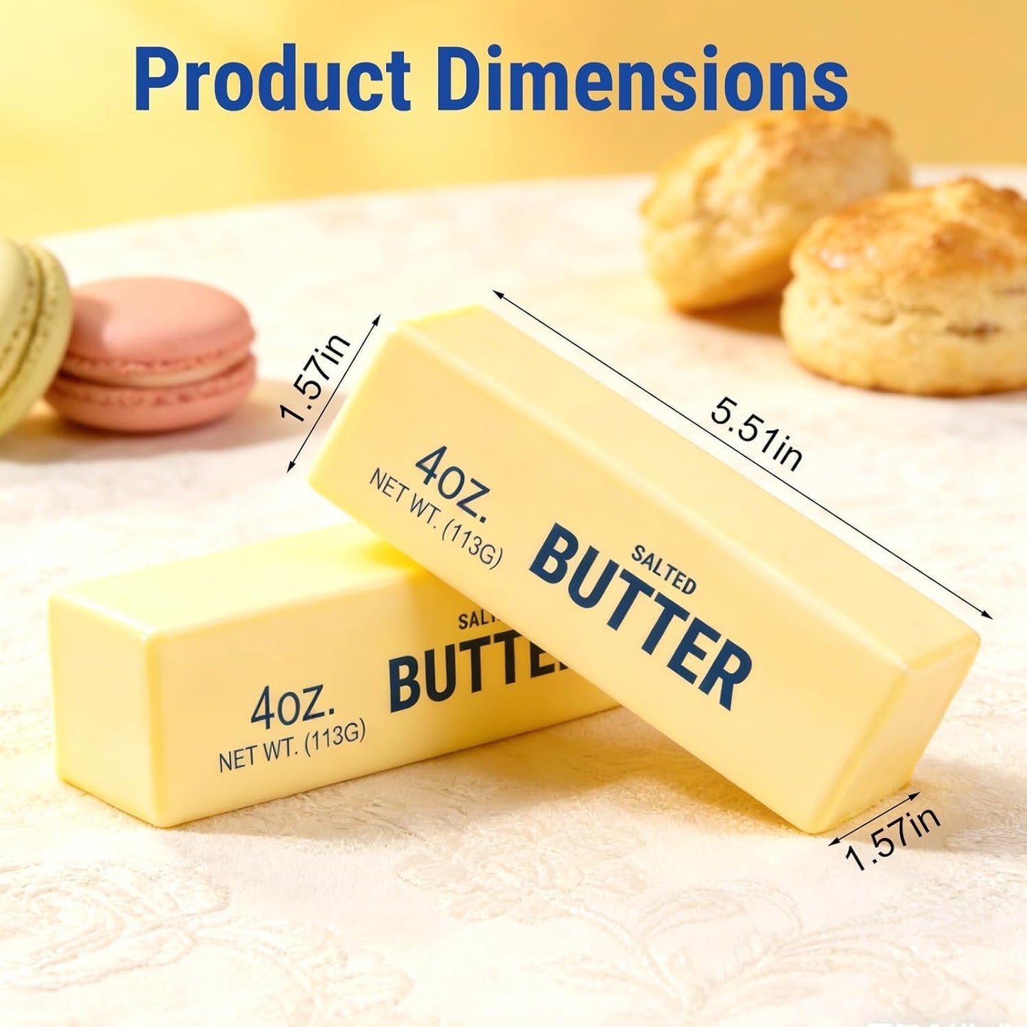 2 PCS Butter Squishy, Slow Rising Squishy Butter Stick New Giant Realistic Bread Slow Rising Stress Soft Sticky Squishies for Relaxation & Focus, Desk Gift(Yellow + Pink)