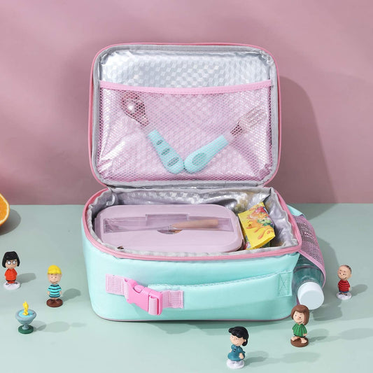 Kids Insulated Lunch Box, Lunch cooler with Water Bottle Holder, Keep Food Warm Cold School Lunch Bag for Kids Teen Girls Boys, Lunch Tote Bag for Children, Light Pink New