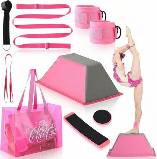 Seenelling 7pcs Stunt Cheer Flyer Training Set, PU Non-slip Flyer Stand, Lightweight Cheerleading Equipment, Stretch Strap, Rotating Board, Ankle Strap, Core Strength Balance Training