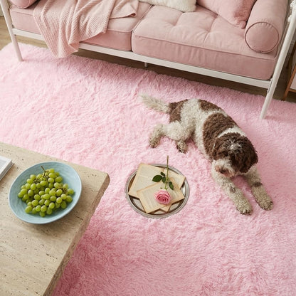 Mugorn Pink Fluffy Soft Rugs for Girls Bedroom, 2x3 Ft Small Shaggy Area Rugs for Kids Playroom, Cute Plush Carpet for Living Room, Aesthetic Carpet for Nursery, Bedside, Indoor (2ft x 3ft, Pink)