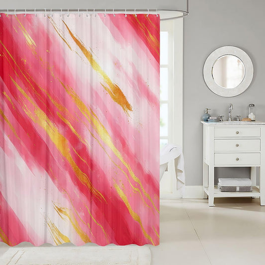 Feelyou Pink Abstract Shower Curtain for Bathroom Decor Geometric Bath Curtain Simple Modern Art Bathroom Accessories Waterproof Polyester Fabric for Stalls Bathtubs 72"x78"