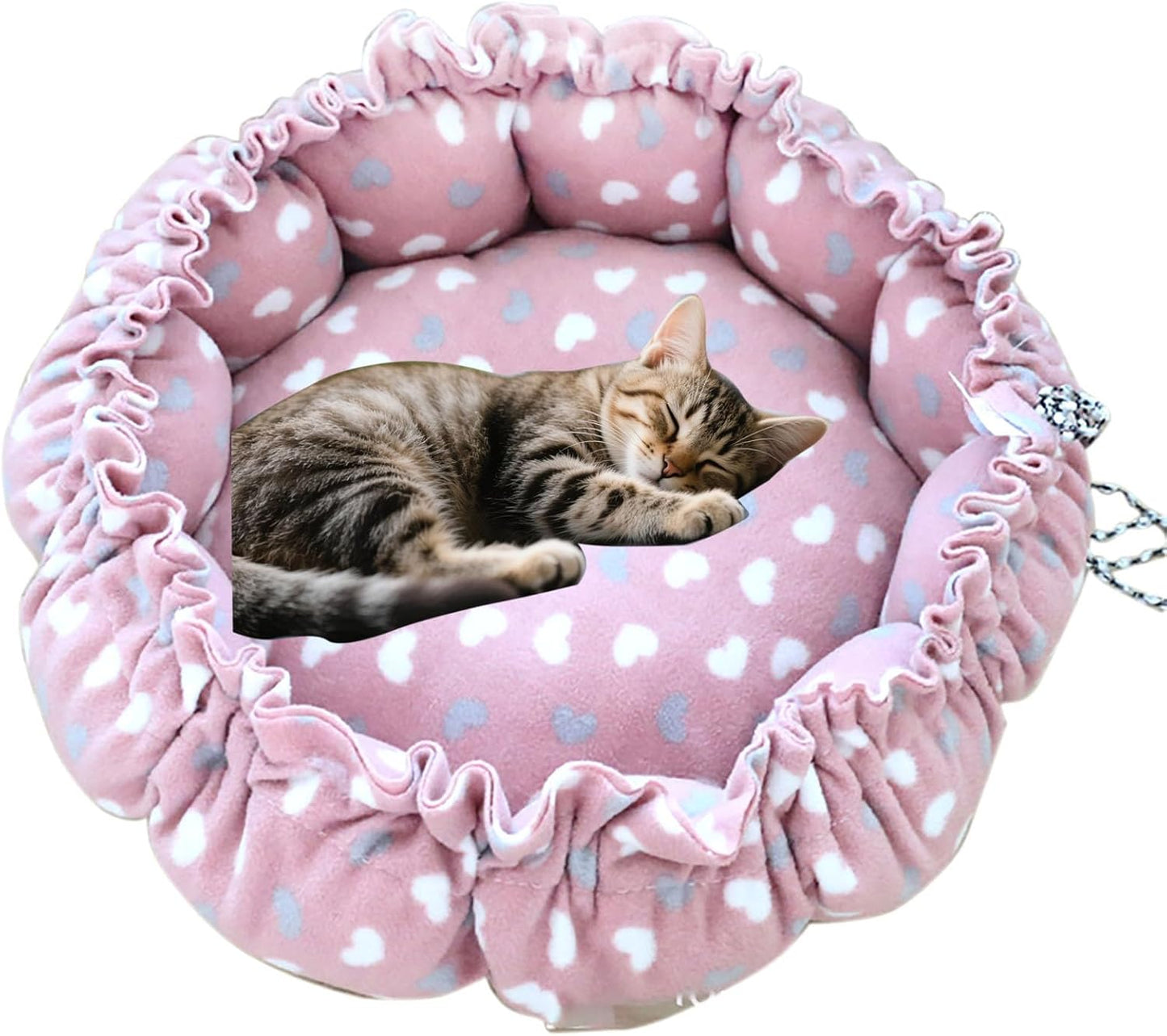 Cat Bed, 13 Inch Diameter Pink Cotton Pet Nest for Cat, Dog and Other Pets (Small)