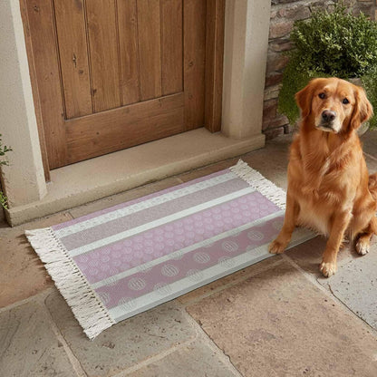 Farm Fruit Runner Rug 2x3 ft Strawberries Peach Watermelon Lemon Pink Striped Washable Hallway Rugs with Tassel, Non Slip Kitchen Runner Carpet for Living Room Bedroom Entryway