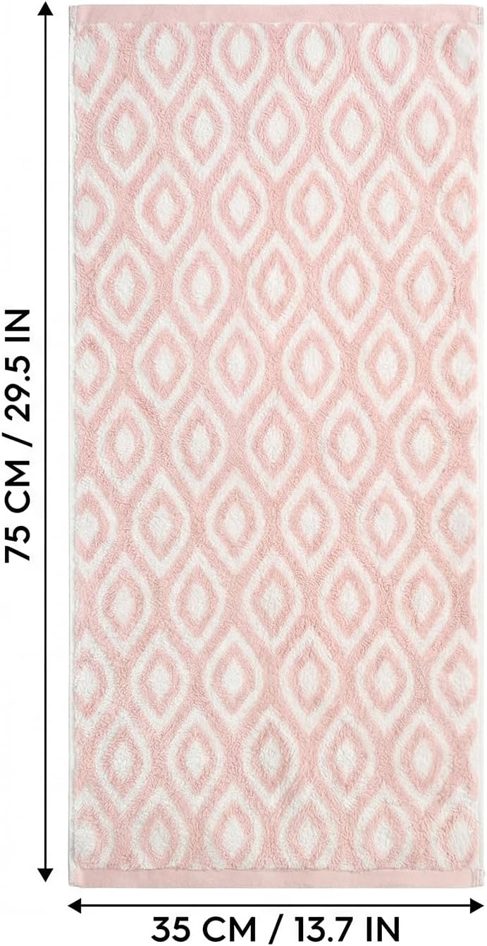 Artoid Mode 2 Pcs Beige Pink Diamond Grid Jacquard Hand Towels for Bathroom, 100% Cotton Soft Absorbent Bathroom Decor Towels, 13.7 x 29.5 Inch