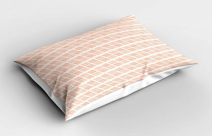 Ambesonne Peach Pillow Sham, Pastel Abstract Simplistic Repetition of Continuous Stripes and Bars, Decorative Standard King Size Printed Pillowcase, 36" X 20", Off White Salmon and Peach