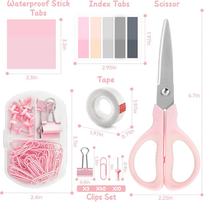 Pink Office Supplies Set for Kids, Stapler and Tape Dispenser for Women, Pink Desk Accessories for Kids, Office Desk Accessories Gift for Women, Boss Lady, Coworkers