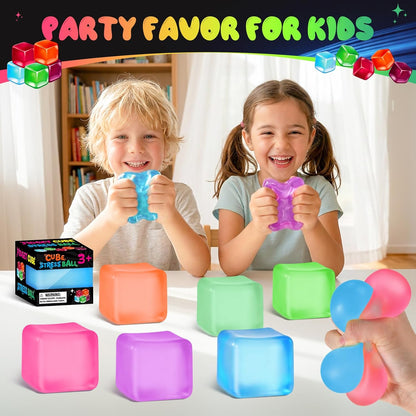 Stress Cube Squishy Fidget Toys, Slow Rising Ice Cube Sensory Stress Balls for Kids Adults Anxiety Relief Squeeze Toy for Classroom Prizes Party Favors (Pink)