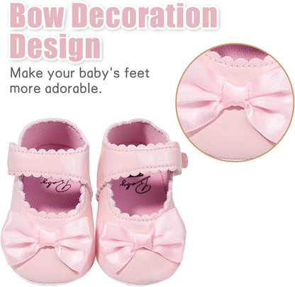 Baby Girl Mary Jane Dress Shoes Infant Newborn Flats Anti-Slip Soft PU Leather Party School Wedding Princess Baby Girl Shoes