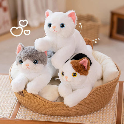 PEACH CAT Cat Plush Cute Kitten Stuffed Animal Soft Plushies Toy Pillow Gifts for Kids Grey 17.7"