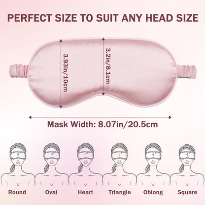 Sleep Mask, Adjustable Silk Eye Mask for Sleeping, Soft Sleeping Eye Shade Cover for Women, Better for Blocking Light, Enhancing Sleep Quality, Pink