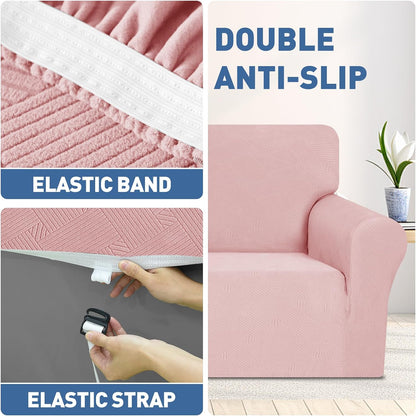 JIVINER Chair Cover for Living Room, 1 Piece Chair Sofa Slipcovers with Arms High Stretch Pet Friendly Couch Furniture Protector with Elastic Bottom (Chair, Dusty Pink)