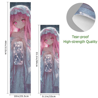 Cute Peach Cartoon Anime Girl Designed Grip Tape Skateboard Decorative Anti-Tearing Anti-Tearing Grip Tape Cruiser Board lija para patineta 33×9 Inch