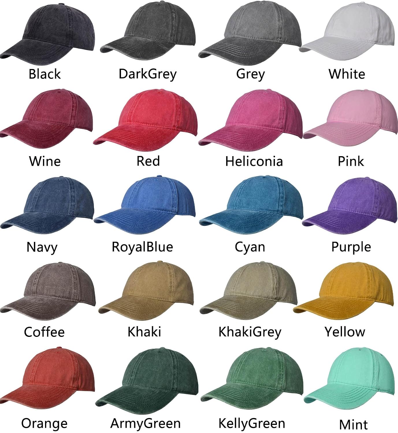 TSSGBL Vintage Cotton Washed Baseball Cap S to XXL Unstructured Low Profile Adjustable Distressed Dad Hat for Men Women