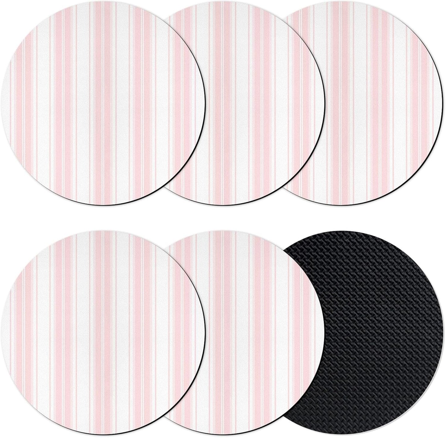 Pink Striped Coasters Set of 6 Absorbent Coasters for Drinks Coffee Table Decor Diatomaceous Earth Cup Coaster for Bar Desk Accessories Modern Thin Line Vertical Stripes Gifts for Women 4Inch