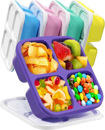 Snack Containers, Stackable Bento Boxes with 4 Compartments, Reusable Snack Containers with Lids, Portable Meal Prep Box, Lightweight Lunch Container for School, Work, Travel, School Supplies