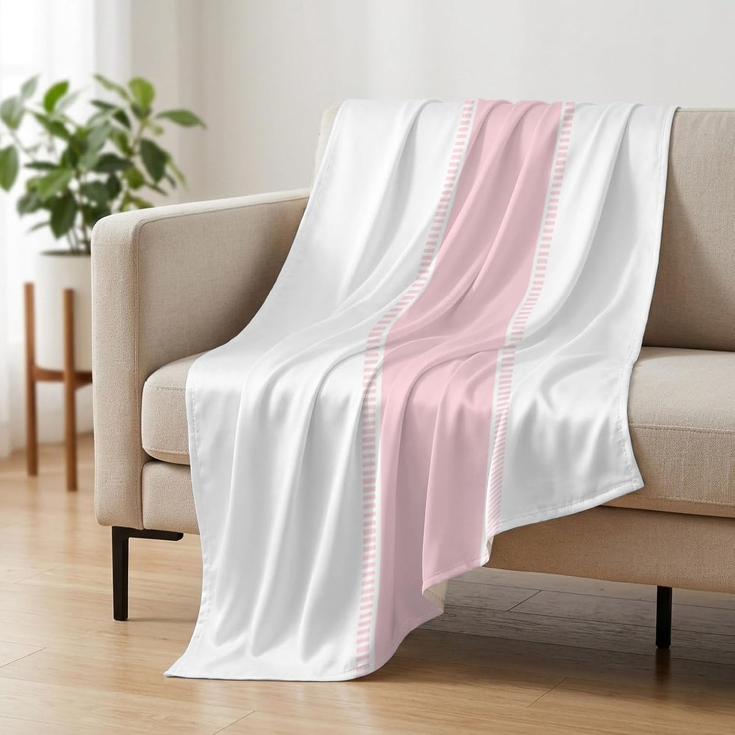 Cooling Blanket 40"x60", Pink Stripe Summer Cooling Blanket Breathable Lightweight Ice Blankets Solid Color Minimalist Style Blankets for Night Sweats