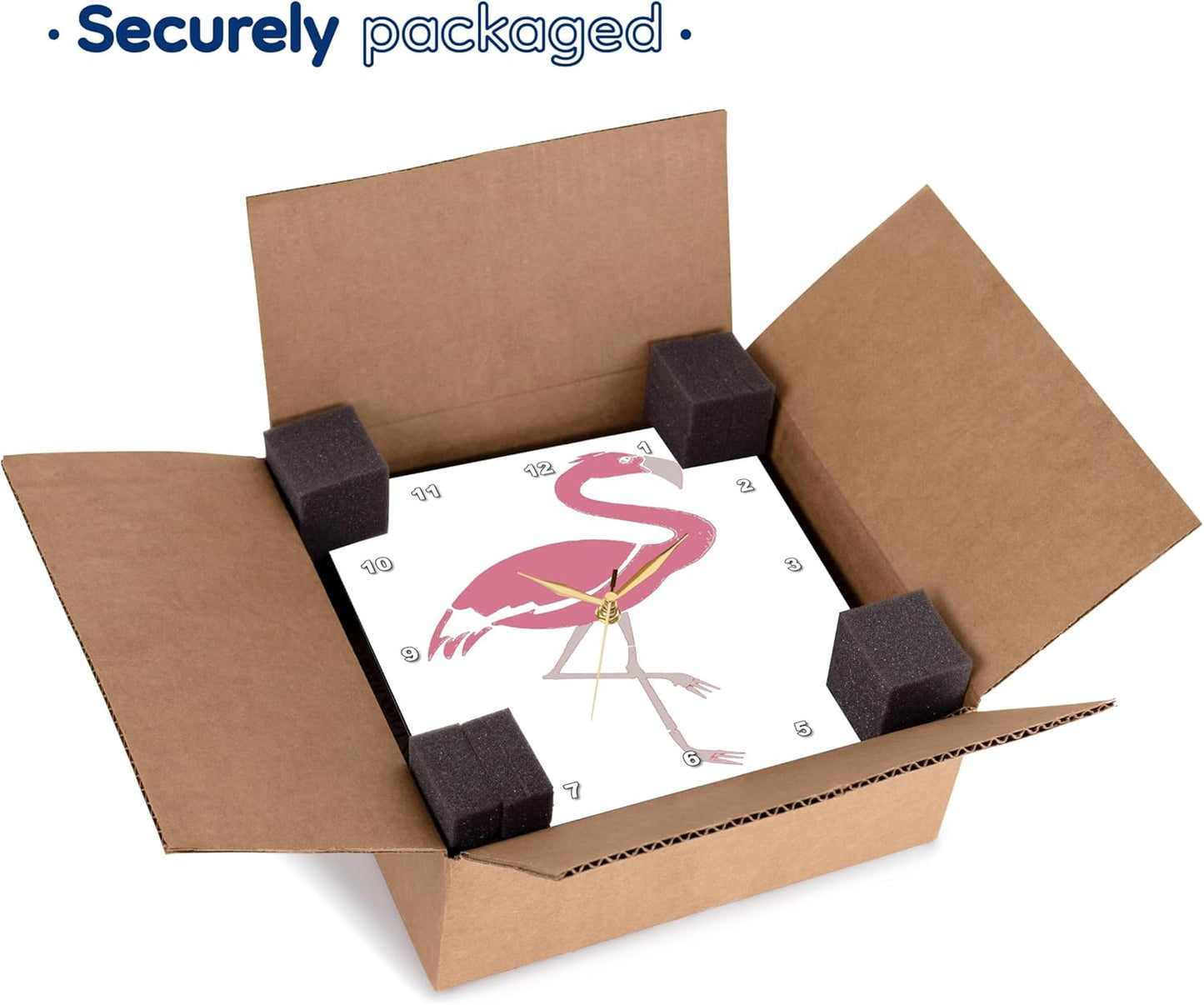 3dRose Wall Clock Silent - 13 inch - Coral Pink Flamingo - Vector Design - Flamingo