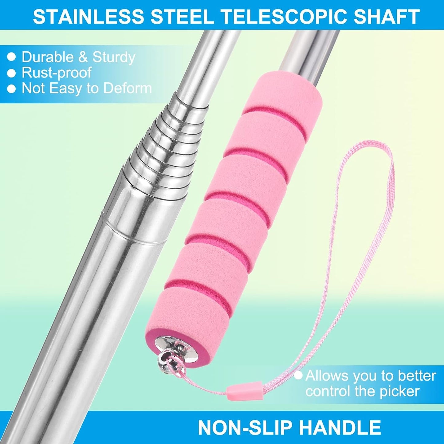 PATIKIL Golf Ball Retriever Telescopic Head Ball Grabber with Lanyard for Water Golf Ball Picker Tool Golf Accessories