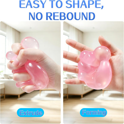 2 PCS Coconut Oil Squishy – Formable No-Rebound Stress Relief Balls, Sensory Fidget Toys for Study Work & Relaxation, Calming Desk Decor Anxiety Relief Gifts for Kids & Adults(Blue+Pink)