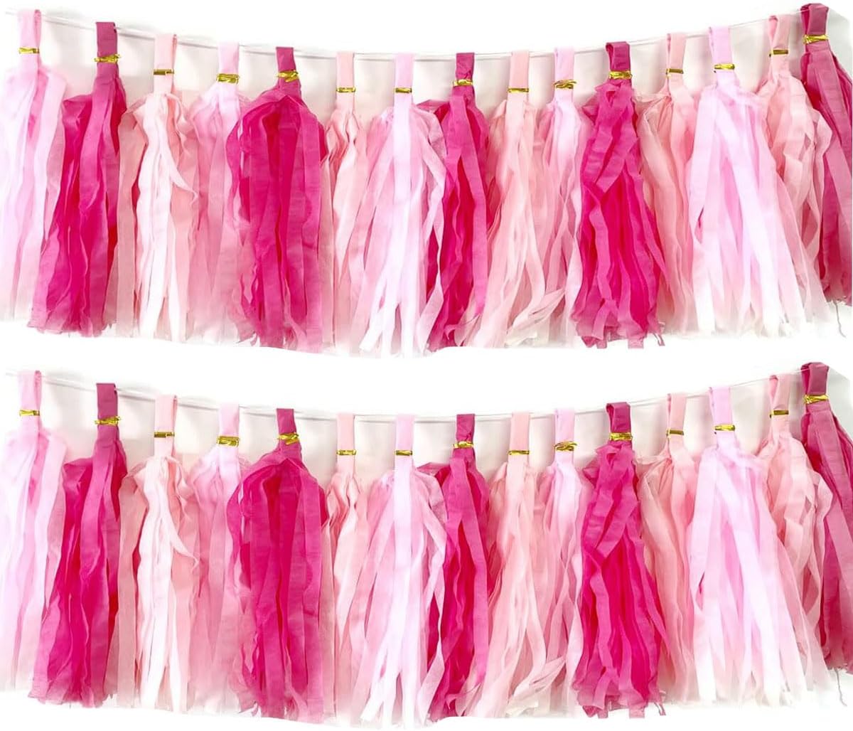 30pcs Hot Pink Tissue Paper Tassels DIY Hanging Decor - Pink Kit