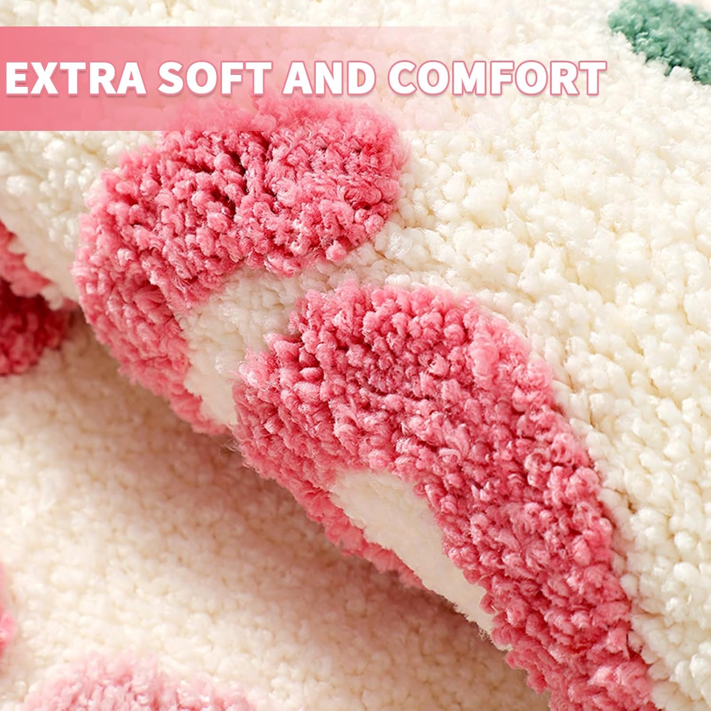 Get Naked Bath Mat, Cute Floral Bathroom Mat Green Leaves Bath Mat, Extra Soft Non Slip Absorbent Bathtub Mat, Machine Washable Fluffy Microfiber Funny Decor Mat for Bedroom Shower 20x31 IN (Pink)