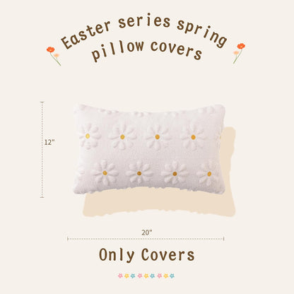 AQOTHES Spring Summer Pink Throw Pillow Covers 18x18 inch Set of 2 Flower Floral Faux Fur Cute Throw Pillows for Sofa Couch Living Room Decor