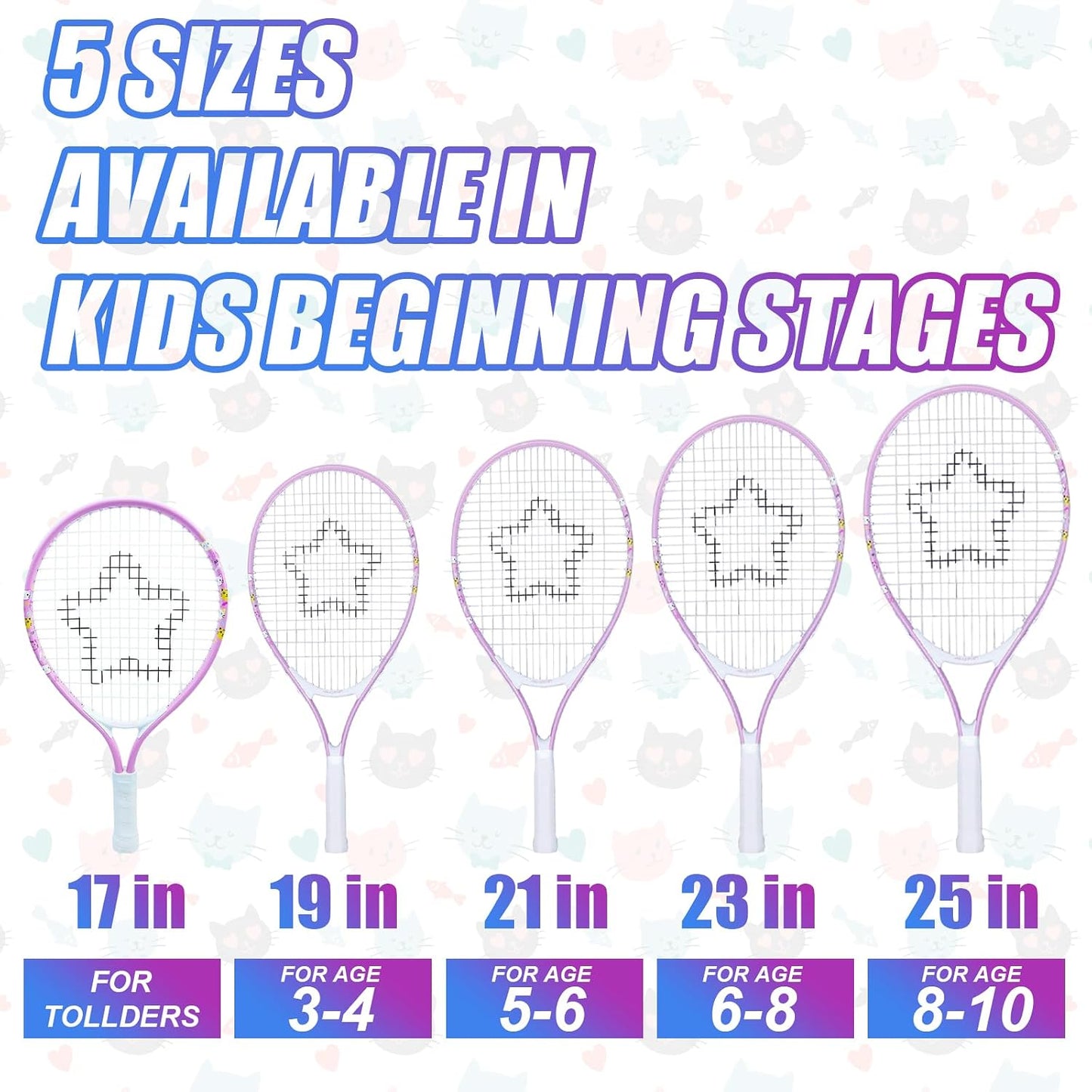 AMA SPORT Kids Tennis Racket for Junior Toddlers Starter Kit 17-25" Tennis Racquet for Girls and Boys with 420D Nylon Shoulder Strap Bag