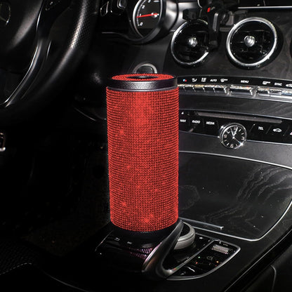 Sparkly Rhinestone Tissue Holder Creative Cylinder Tissue Boxes Fashion Crystal Round Container Decorative Tissue Dispenser for Car Office Home(Pink)