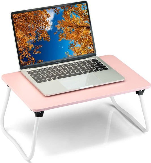 Portable Lap Desk Bed Desk Lap Table Bed Table, Laptop Stand Breakfast Serving Tray, Foldable & Lightweight Mini Table, Lap Tablet Desk for Sofa Couch Floor - - Pink