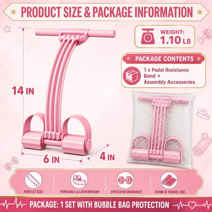 Pedal Resistance Band with Handle Upgraded 8-Tube Resistance Bands with Handles Set, 3-in-1 Multifunctional Chest Expander, Back Puller and Stretching Rope,Detachable Pedal Exerciser for Home