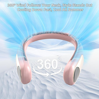 Portable Neck Fan, Personal Wearable Bladeless Fan for Outdoor Indoor, LED Display, 360° Cooling, 4-Speeds, 6000mAh USB Rechargeable, Birthday Gifts for Men Women Dad Mom (Pink)