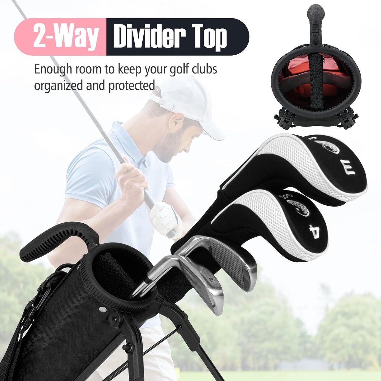 Goplus Lightweight Golf Stand Bag, Sunday Bag for The Driving Range, Par 3 and Executive Courses, Pitch n Putt Golf Club Carry Bag w/Shoulder Strap, Pocket, Bottle Holder for Men Women