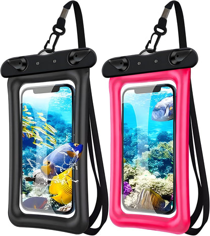 2 Pack Waterproof Floating Phone Pouch IPX8 Floatable Waterproof Phone Case with Lanyard Strap Universal Dry Bags Underwater Case Wallet for iPhone 17/Air16 15 14 13 12 Samsung,Up to 7.2" for Swimming