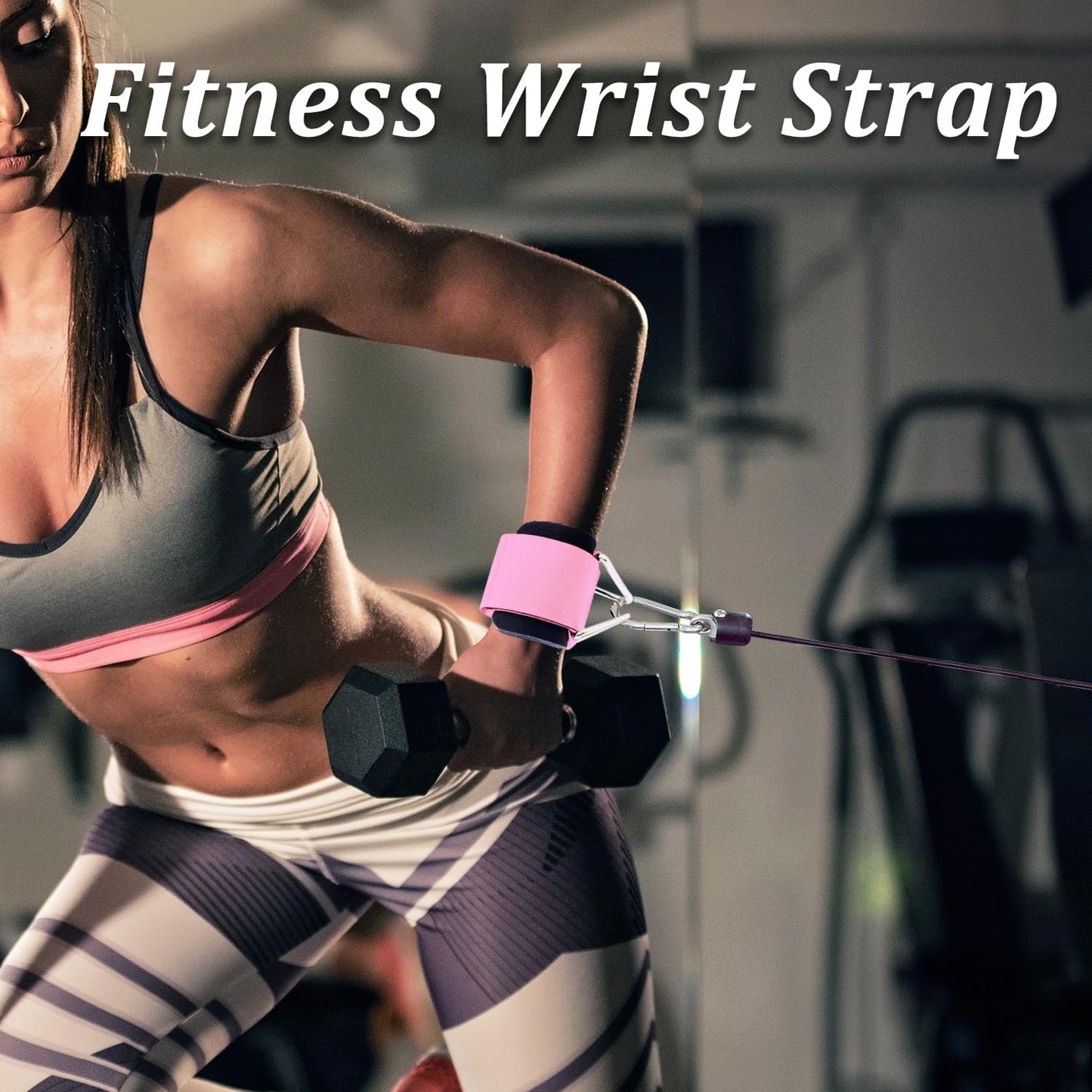 2Pack Wrist Cuffs for Cable Machine, Adjustable Neoprene Padding, One Size Fit All, Fitness Wrist Straps for Men Women