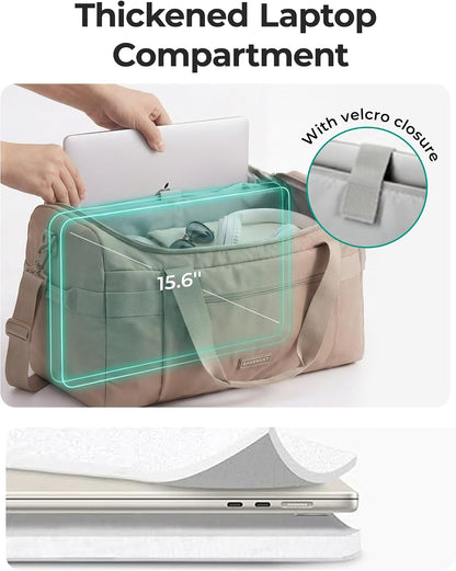 BAGSMART Travel Duffel Bags with Dividers, 32L Gym Duffle Bag with Laptop Compartment, Carry On Weekender Overnight Bag, Shoe Bag, PVC Wet Pocket, Pink