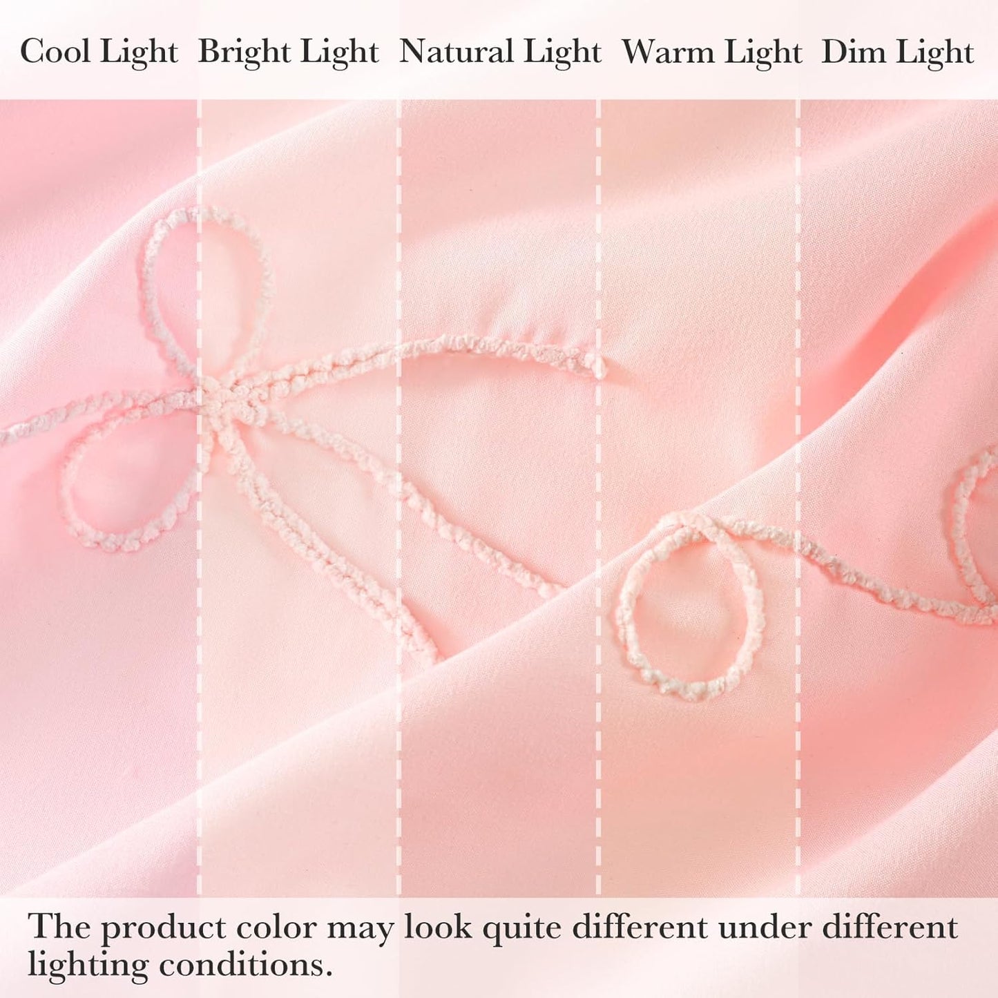 Seasonwood Pink Bow Shower Curtain,Cute Cording Bow Embroidery Shower Curtain,Pretty Girly Shower Curtains for Bathroom,Aesthetic Bathroom Decor(Pink,72x72 Inches)