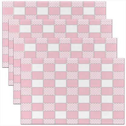 Erosebridal Geometric Checkered Placemats Set of 4 12x18 Pink White Buffalo Plaid Table Mats Cute Checkerboard Place Mat Fashion Gingham Grid Table Decor for Party Kitchen Dining