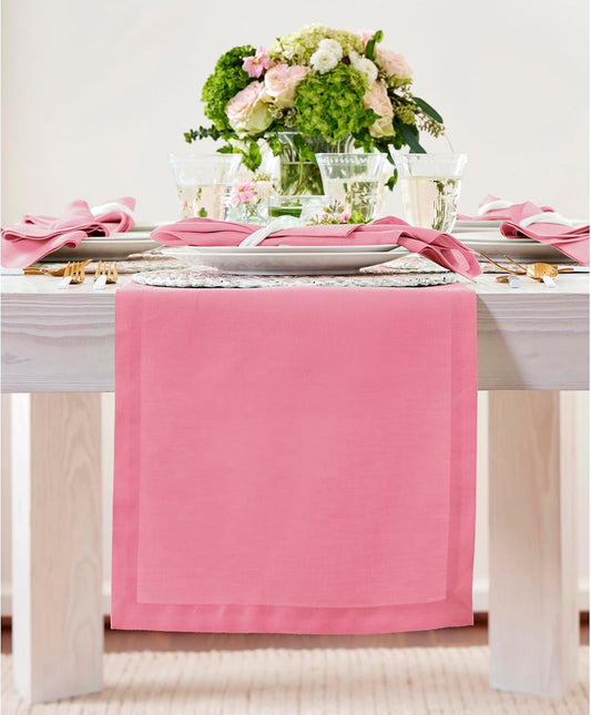 Solino Home Linen Table Runner 72 Inches Long - 100% Pure Linen Pink Carnation Table Runner 14 x 72 Inch for Summer - Fete