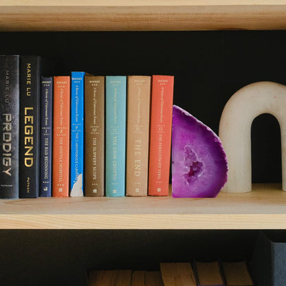 Geode Bookends Agate Decor Book Ends Unique Crystal Bookend Dyed Pink for Home Decorative 1 Pair 2-3 Lbs