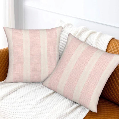 Pink Polka Dot Pillow Covers 18 x 18 Inch Set of 2 Boho Striped Decorative Outdoor Throw Pillow Covers Linen Modern Geometry Cushion Cases for Home Sofa Couch Living Room Decor