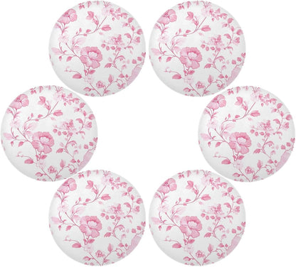 Floral Pattern Peach Round Place mats Reusable placemats platemates for Table Waterproof Place mat Table mats Set of 6 Round 15.4x15.4in