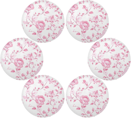 Floral Pattern Peach Round Place mats Reusable placemats platemates for Table Waterproof Place mat Table mats Set of 6 Round 15.4x15.4in