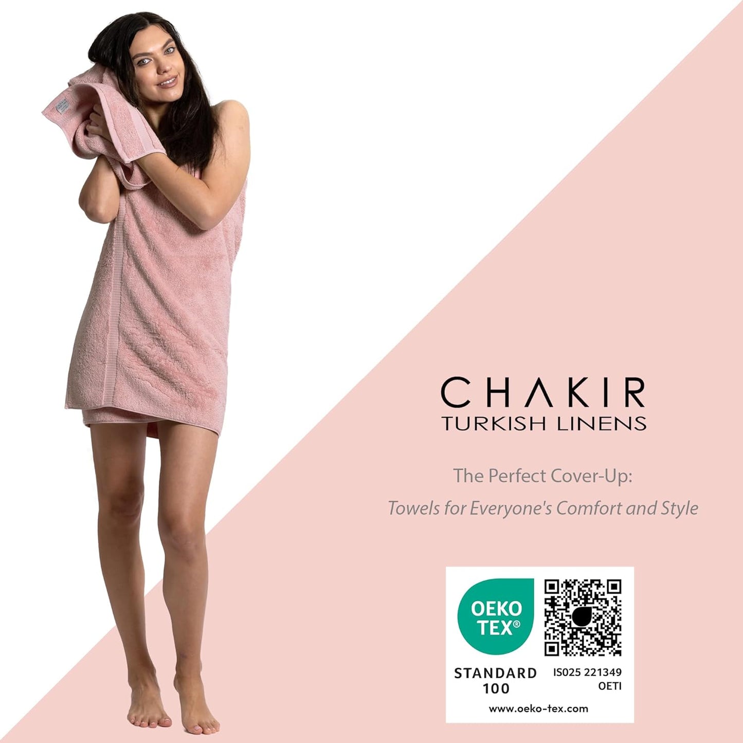 Chakir Turkish Linens Set of 8 Towel Set, 100% Cotton Luxury Turkish Towels for Bathroom, Soft Absorbent Bath Towel Set with 2 Bath Towels 2 Hand Towels 4 Washcloths, Pink