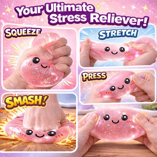 Dumpling Squishy Mystery Box Squeeze Toy, Squishy Fidget Toys for Adults, Stress Relief Sensory Toy (Pink)