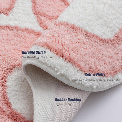 Coquette Bow Rug Pink Bath Mat Bathroom Rugs, Non Slip Cute Bath Rugs Microfiber Plush Bow Decor, Small Preppy Room Decor Washable Absorbent Girl’s Bedside Rug for Bathtub Sink 26"x18"
