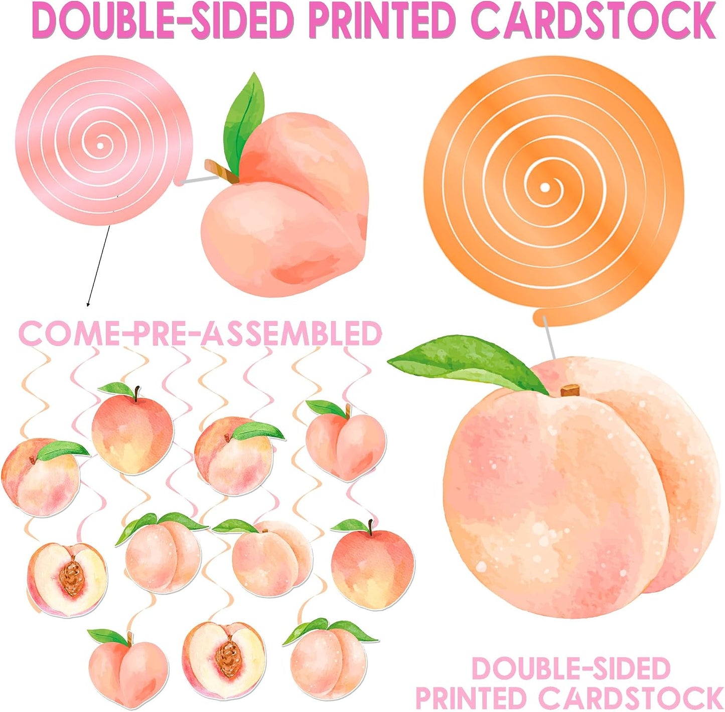 Peach Party Hanging Swirls Peach Birthday Party Supplies 20PCS Sweet Peaches Hanging Ceiling Streamers Sweet As a Peach Party Decorations for Little Peach Baby Shower Wedding Decor
