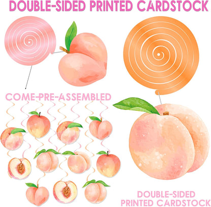 Peach Party Hanging Swirls Peach Birthday Party Supplies 20PCS Sweet Peaches Hanging Ceiling Streamers Sweet As a Peach Party Decorations for Little Peach Baby Shower Wedding Decor