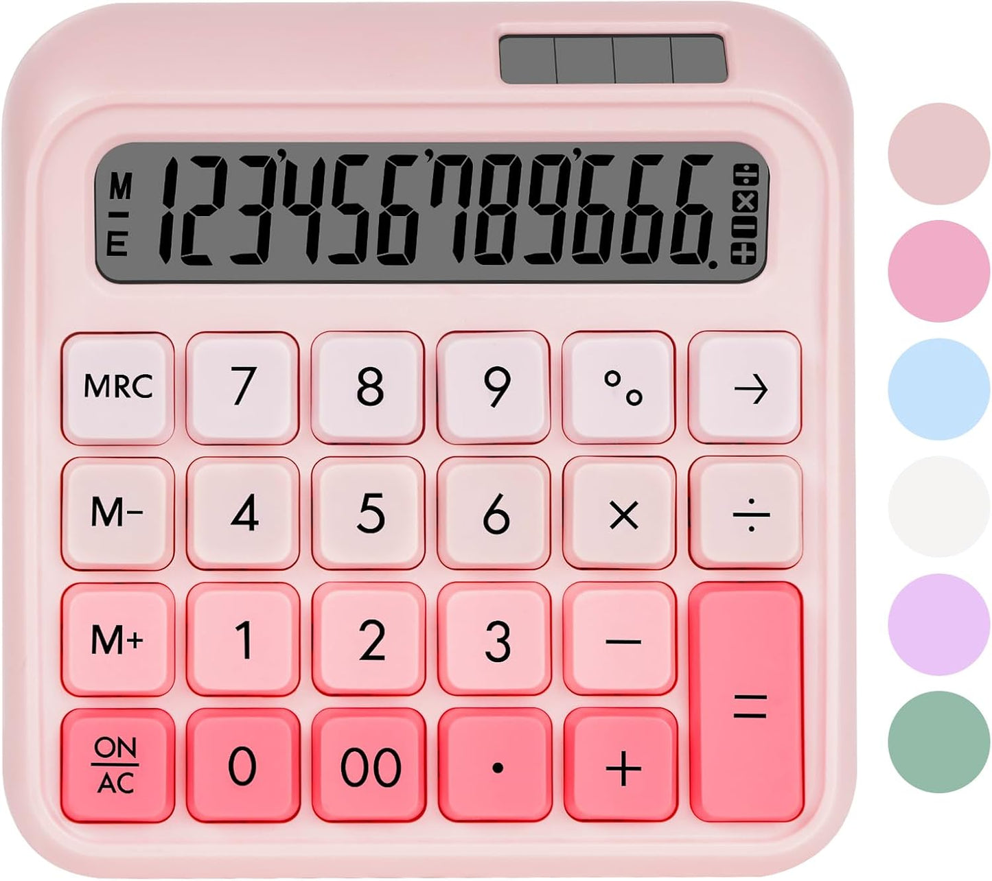 Mechanical Switch Calculator, Desktop Calculators, Pink Calculators Big Buttons, 12-Digits Large LCD Display, Solar & Battery Dual Power, Desk Calculator for Office Home School Basic Business