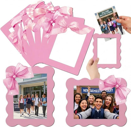 Kingdder 12 Pcs Graduation Pink Bow Magnetic Picture Frame for Refrigerator 4 x 6 Reusable Picture Frame Magnets Decorative Photo Holders for Graduation Fridge Home School Office Kitchen Locker Decor